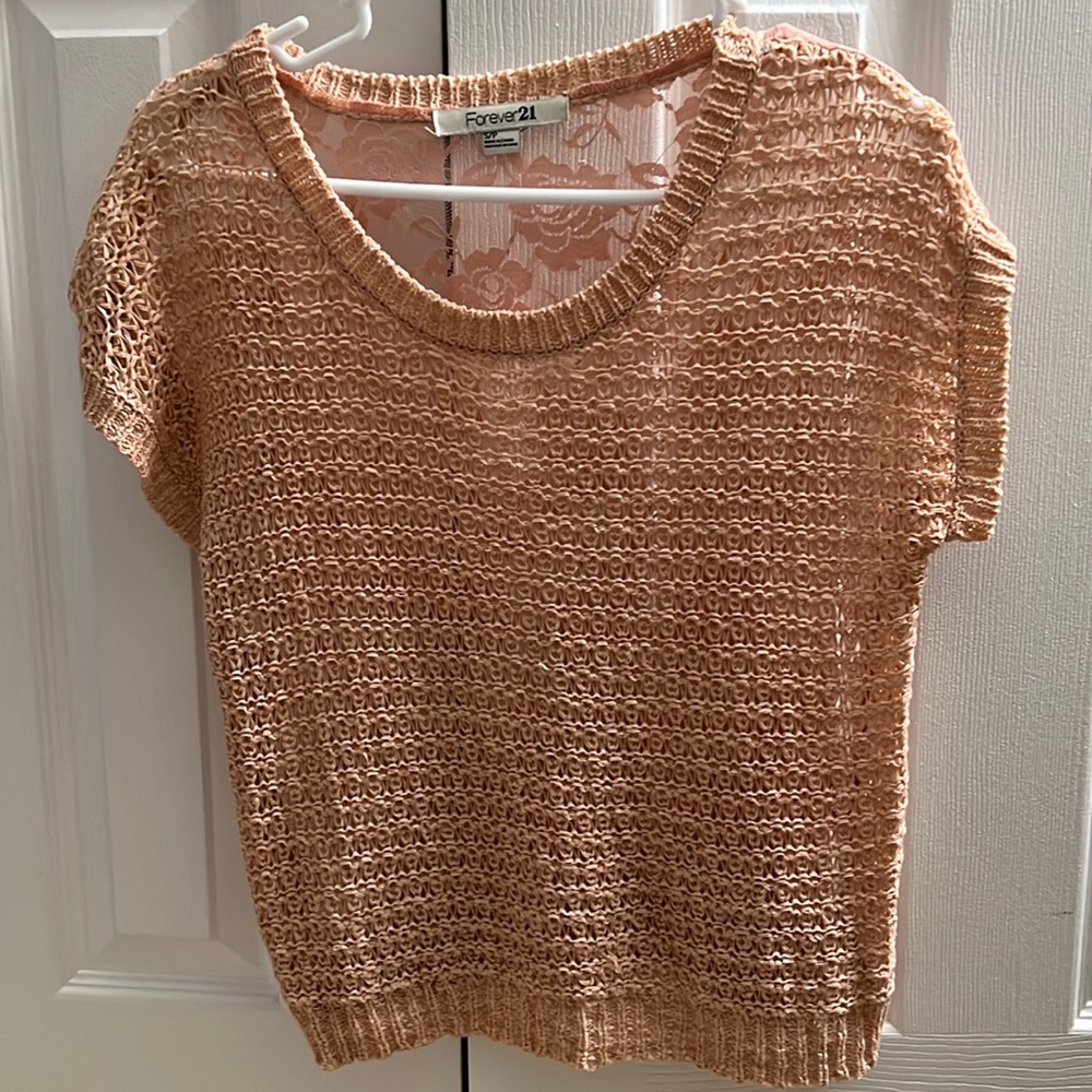 Forever21 pink see through summer sweater small
